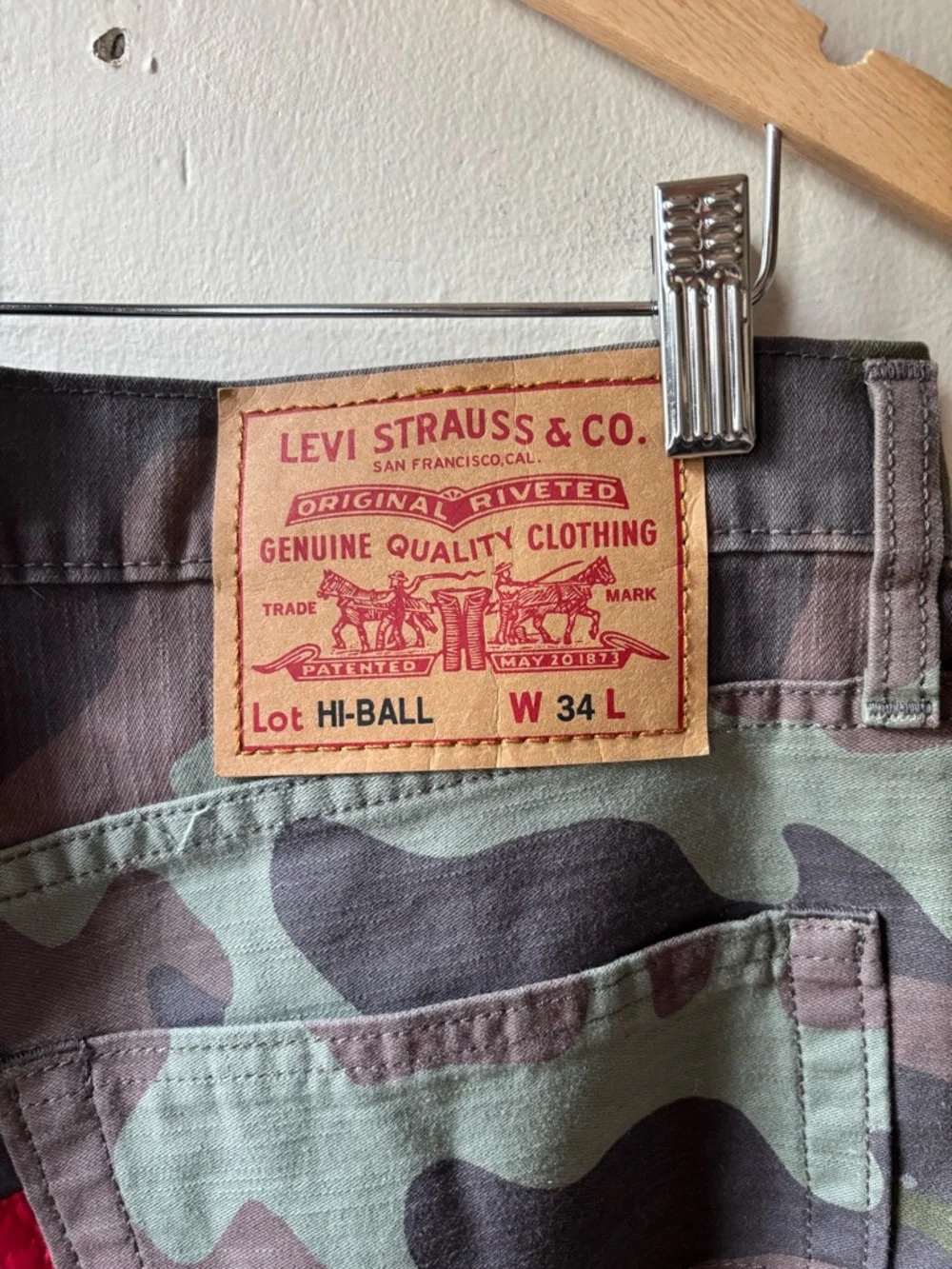 Levi’s Premium Camouflage 5 Pocket Hi-Ball Jeans EXC Size 34